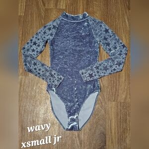 Velvet Long-Sleeve Bodysuit in Slate Blue